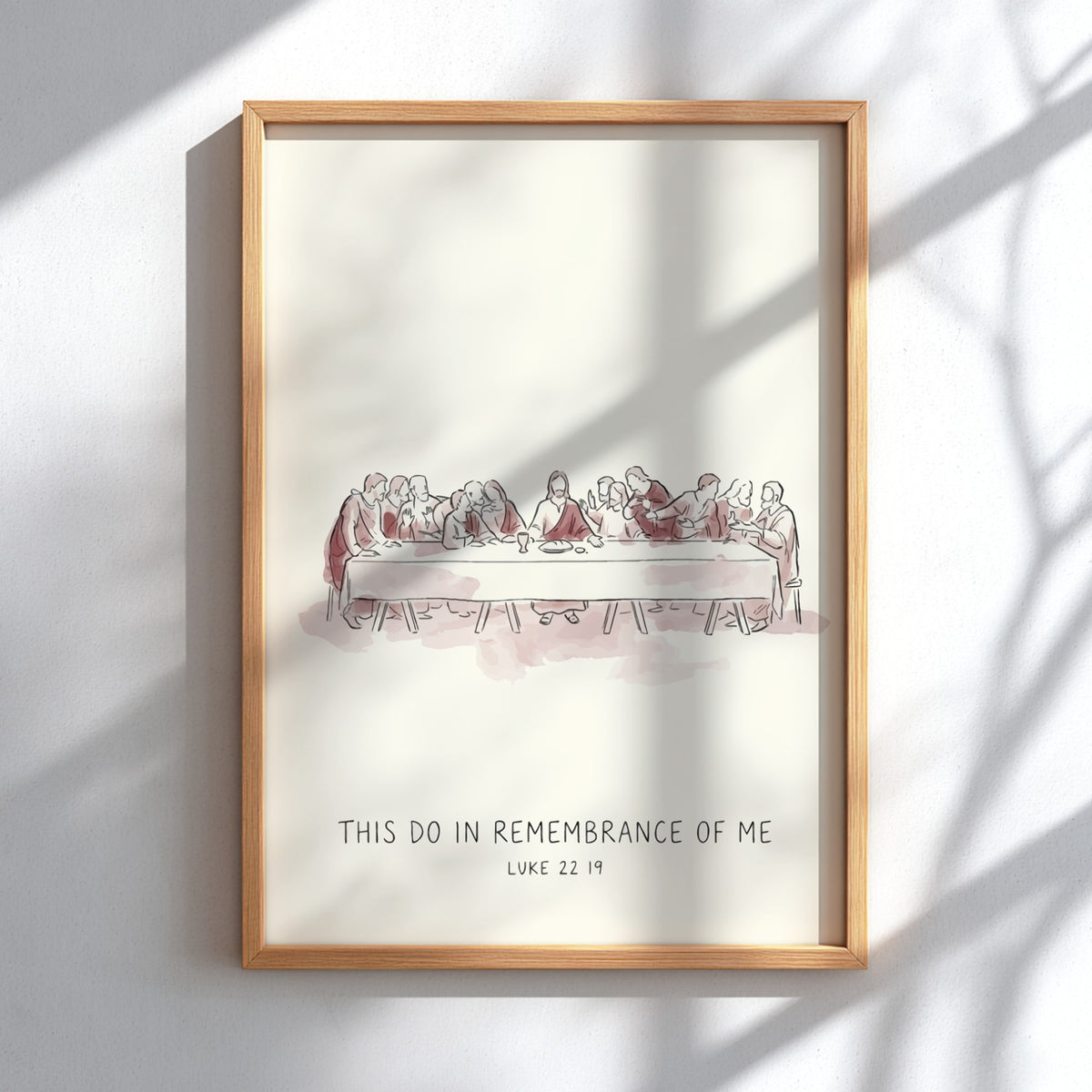 Last Supper poster with soft watercolour figures and the words This Do In Remembrance