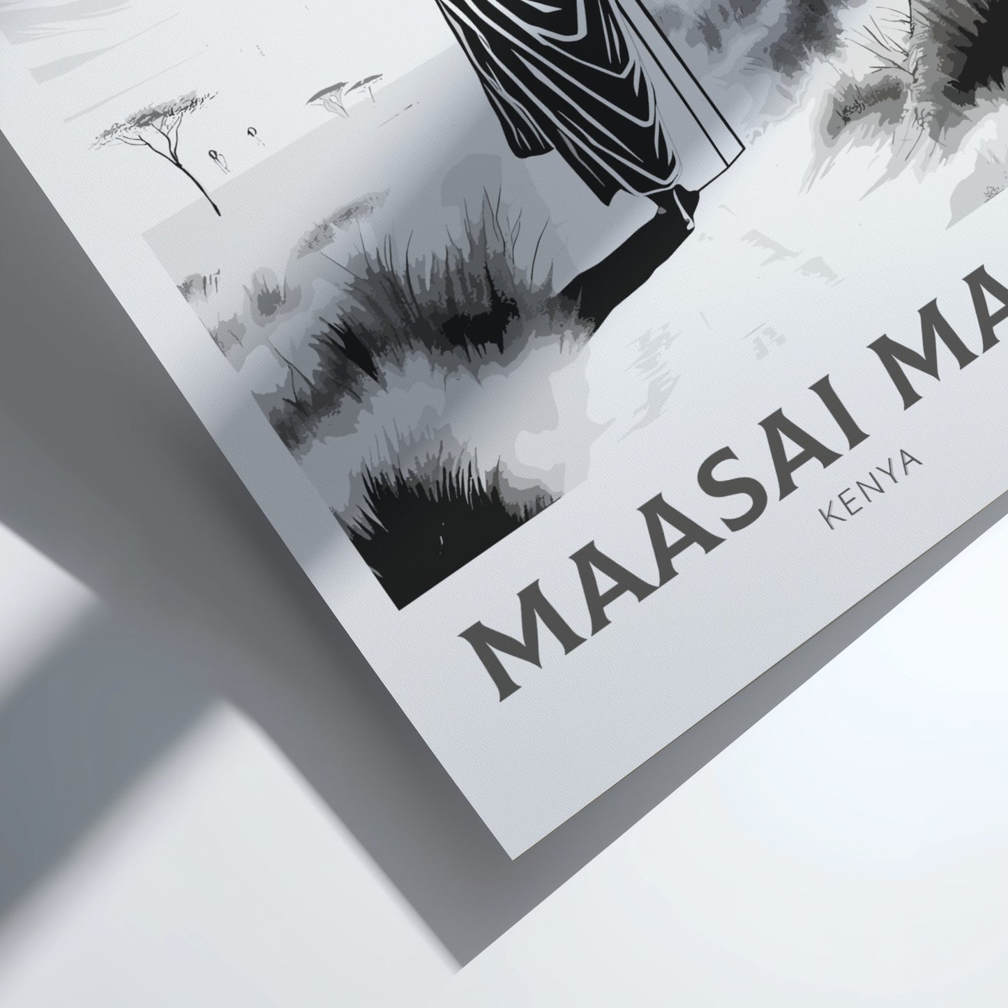 Product packaging with 'Maasai Mara Kenya' text on a white background