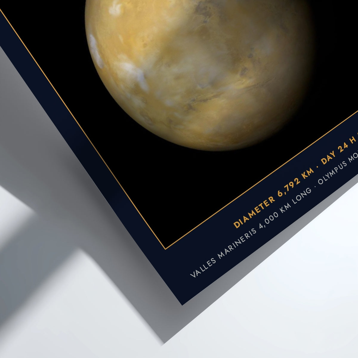 Mars poster featuring the red planet against a dark background with scientific data