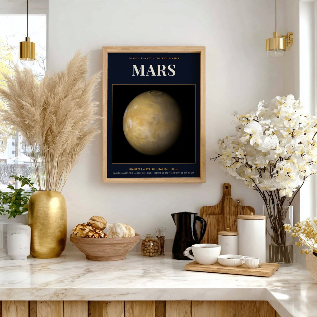 Mars poster featuring the red planet against a dark background with scientific data