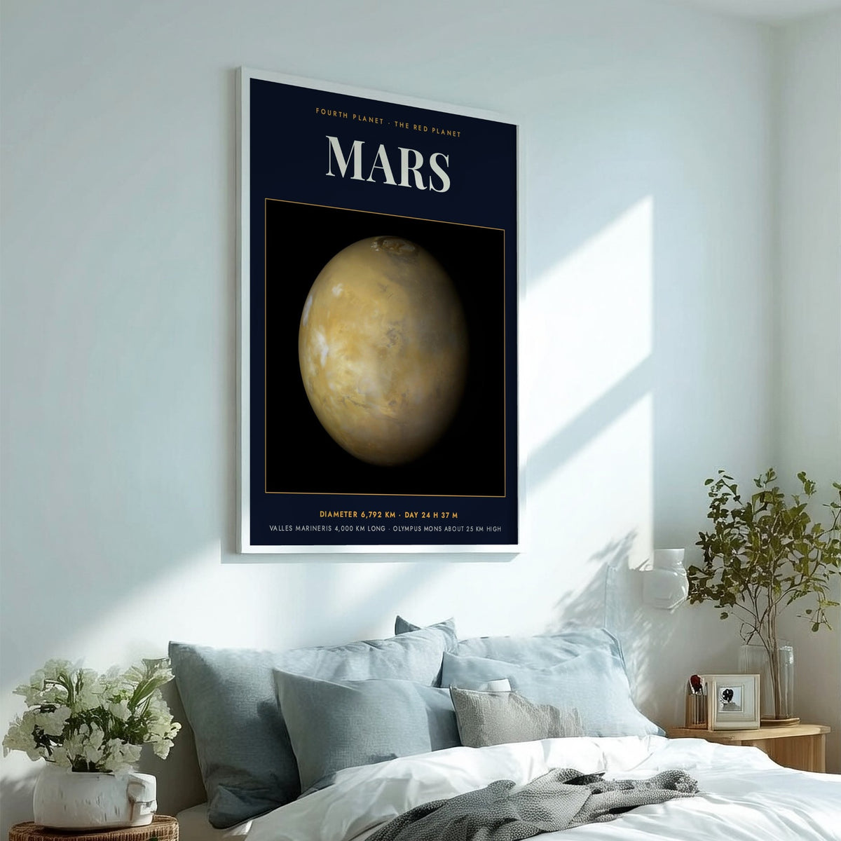 Mars poster featuring the red planet against a dark background with scientific data