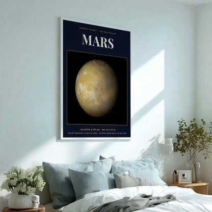 Mars poster featuring the red planet against a dark background with scientific data