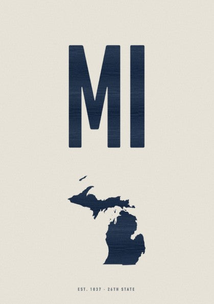 Michigan poster featuring minimalist design and bold colors, ideal for USA states art and wall decor