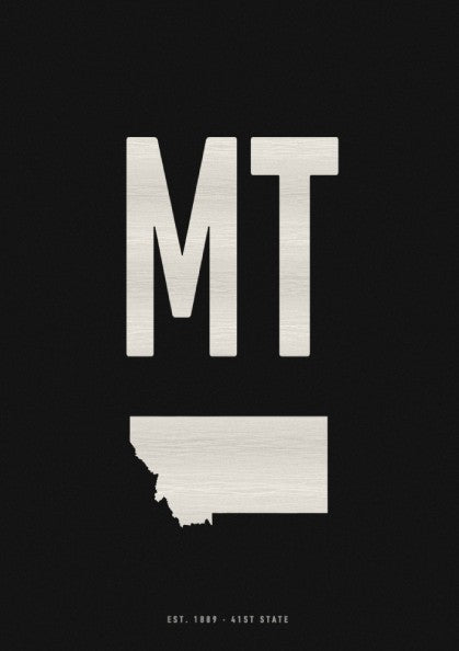 MT poster featuring minimalist design with state outline on midnight background, perfect for home decor