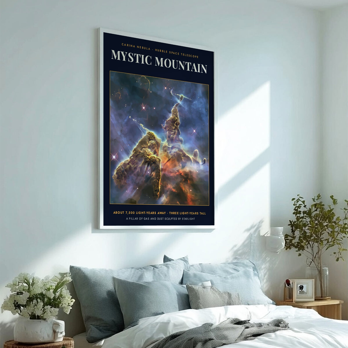 Poster of the Mystic Mountain in the Carina Nebula featuring glowing gas and dust.