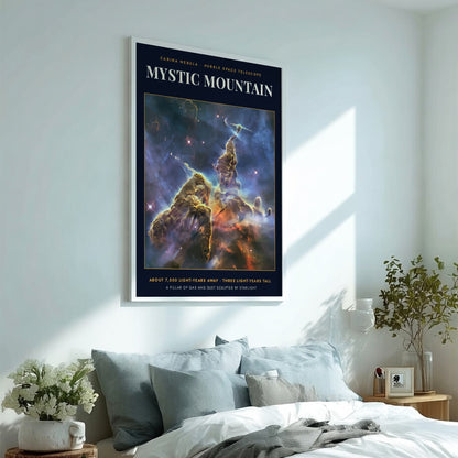 Poster of the Mystic Mountain in the Carina Nebula featuring glowing gas and dust.