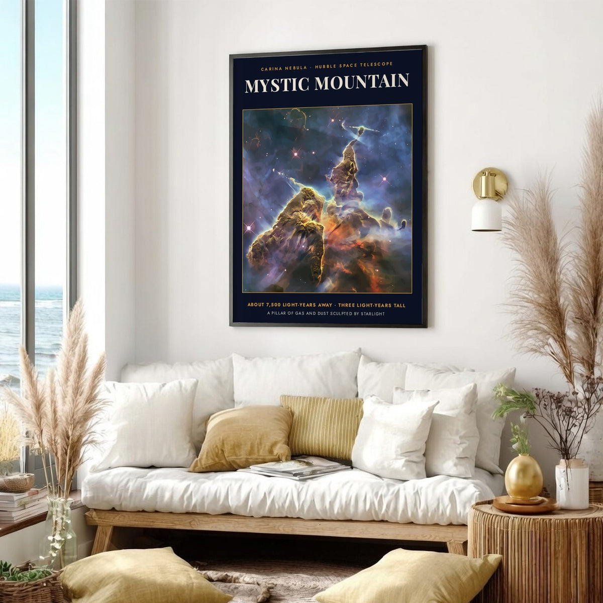 Poster of the Mystic Mountain in the Carina Nebula featuring glowing gas and dust.