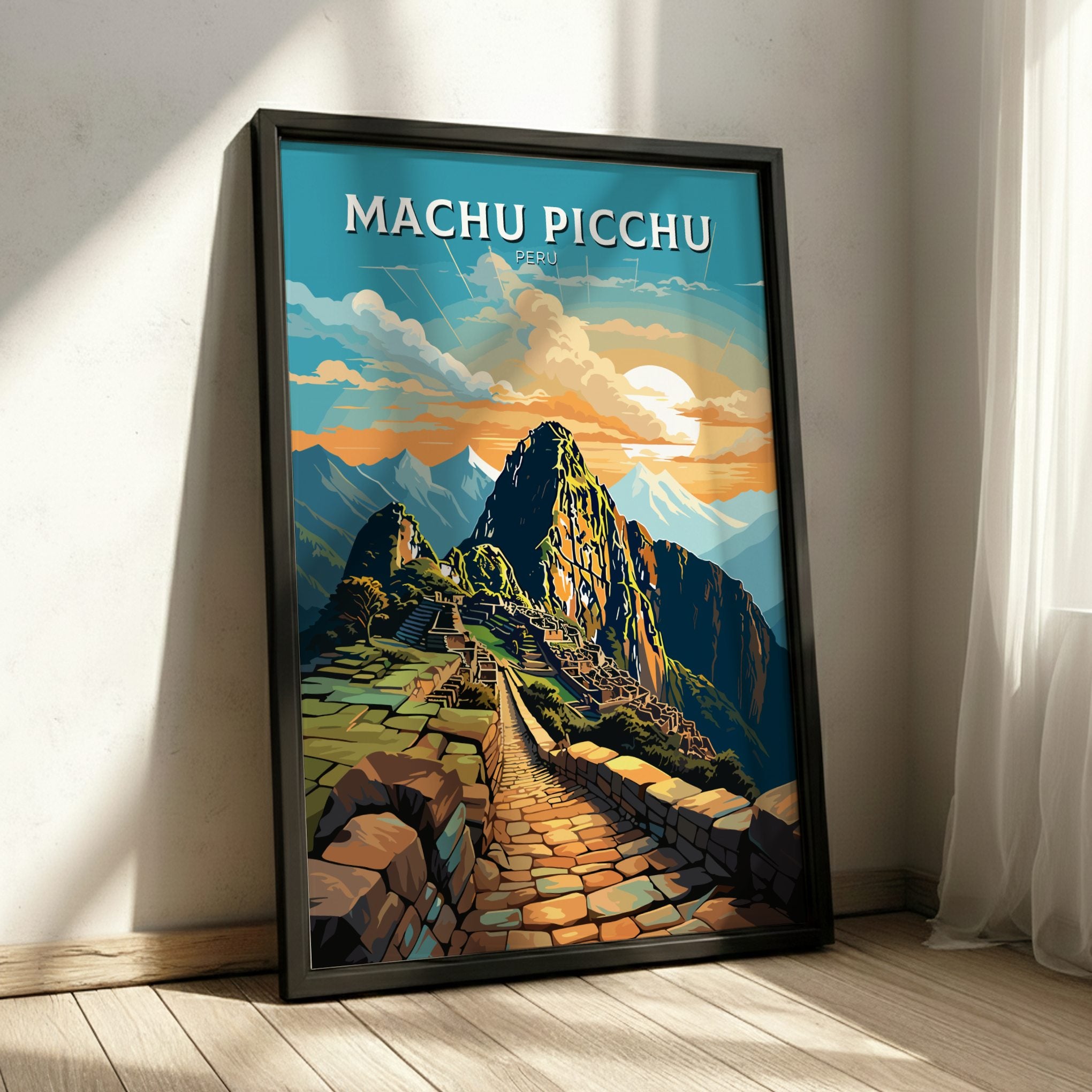 South America MACHU PICCHU RETRO PRINT - ANDEAN LEGACY ART