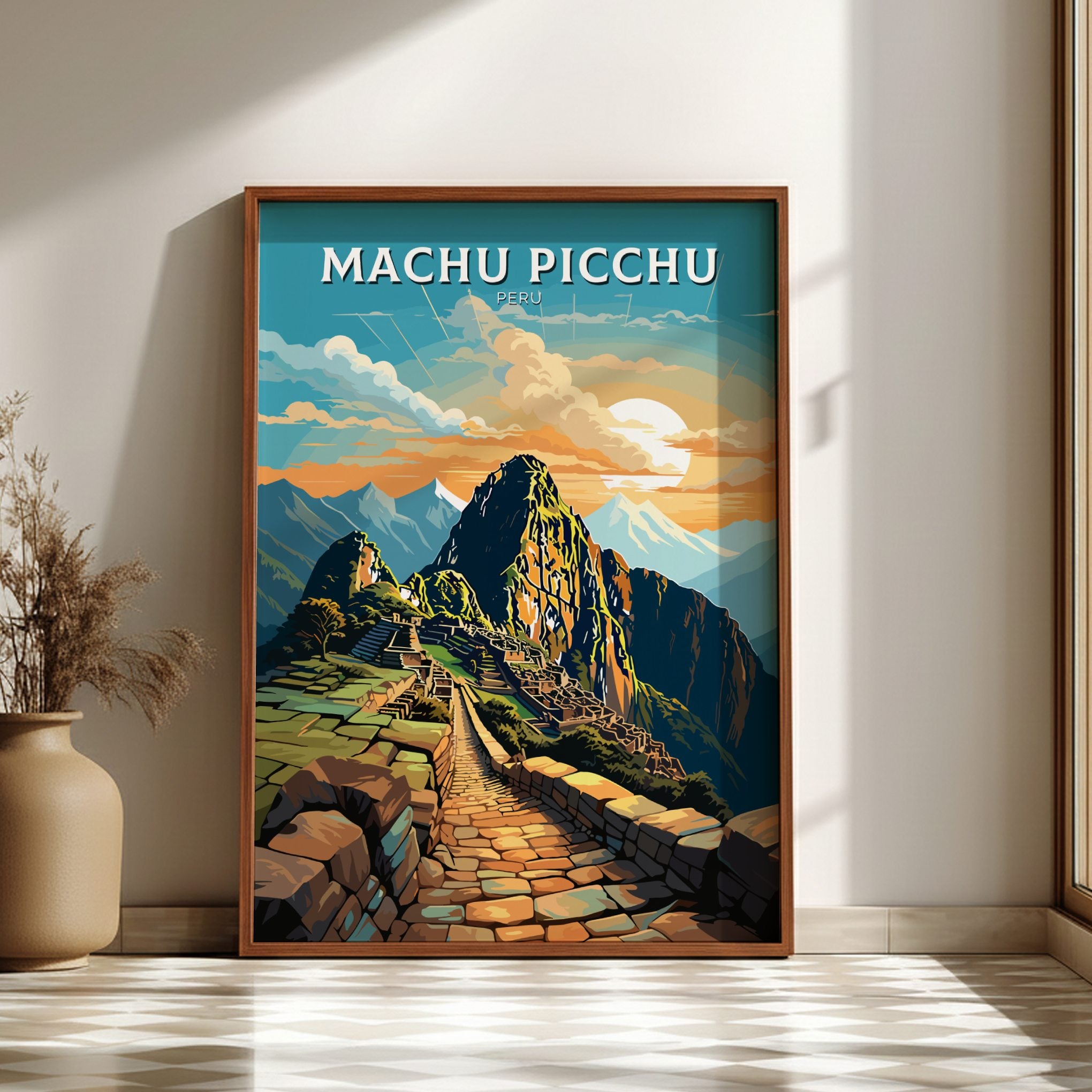 South America MACHU PICCHU RETRO PRINT - ANDEAN LEGACY ART