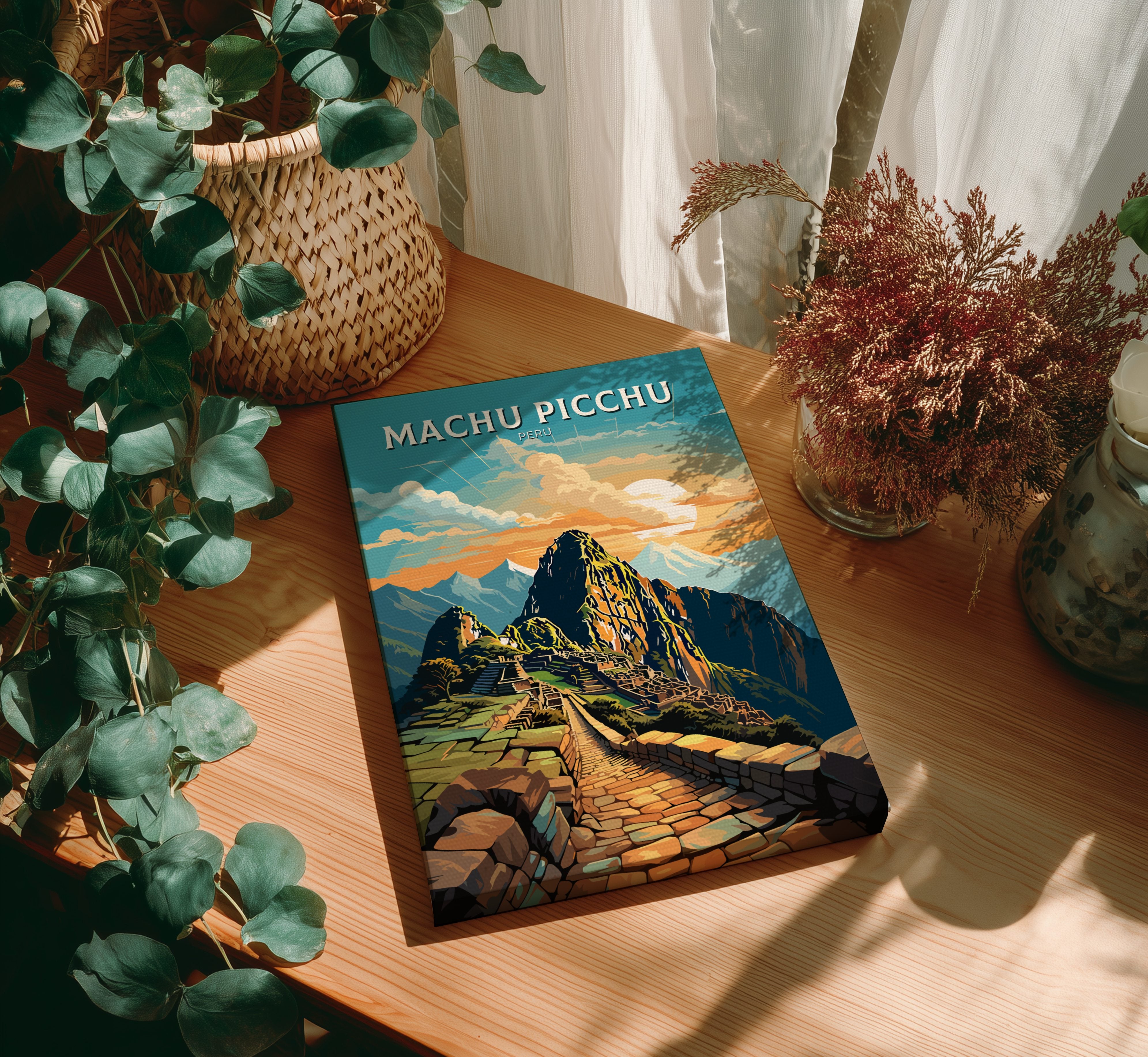 South America MACHU PICCHU RETRO PRINT - ANDEAN LEGACY ART
