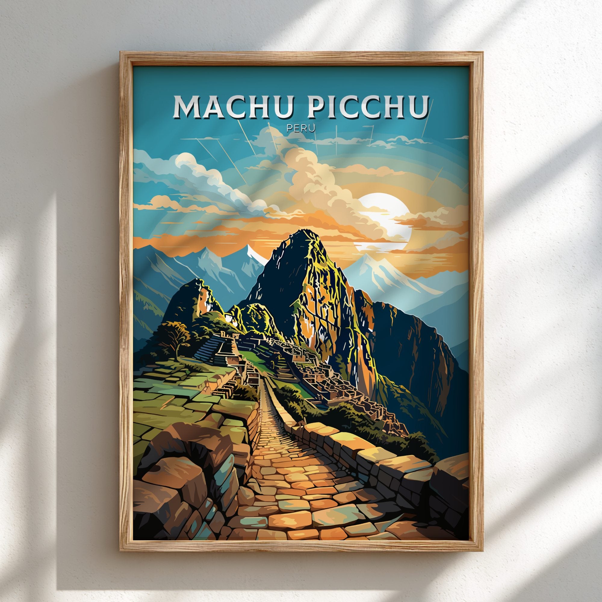 South America MACHU PICCHU RETRO PRINT - ANDEAN LEGACY ART