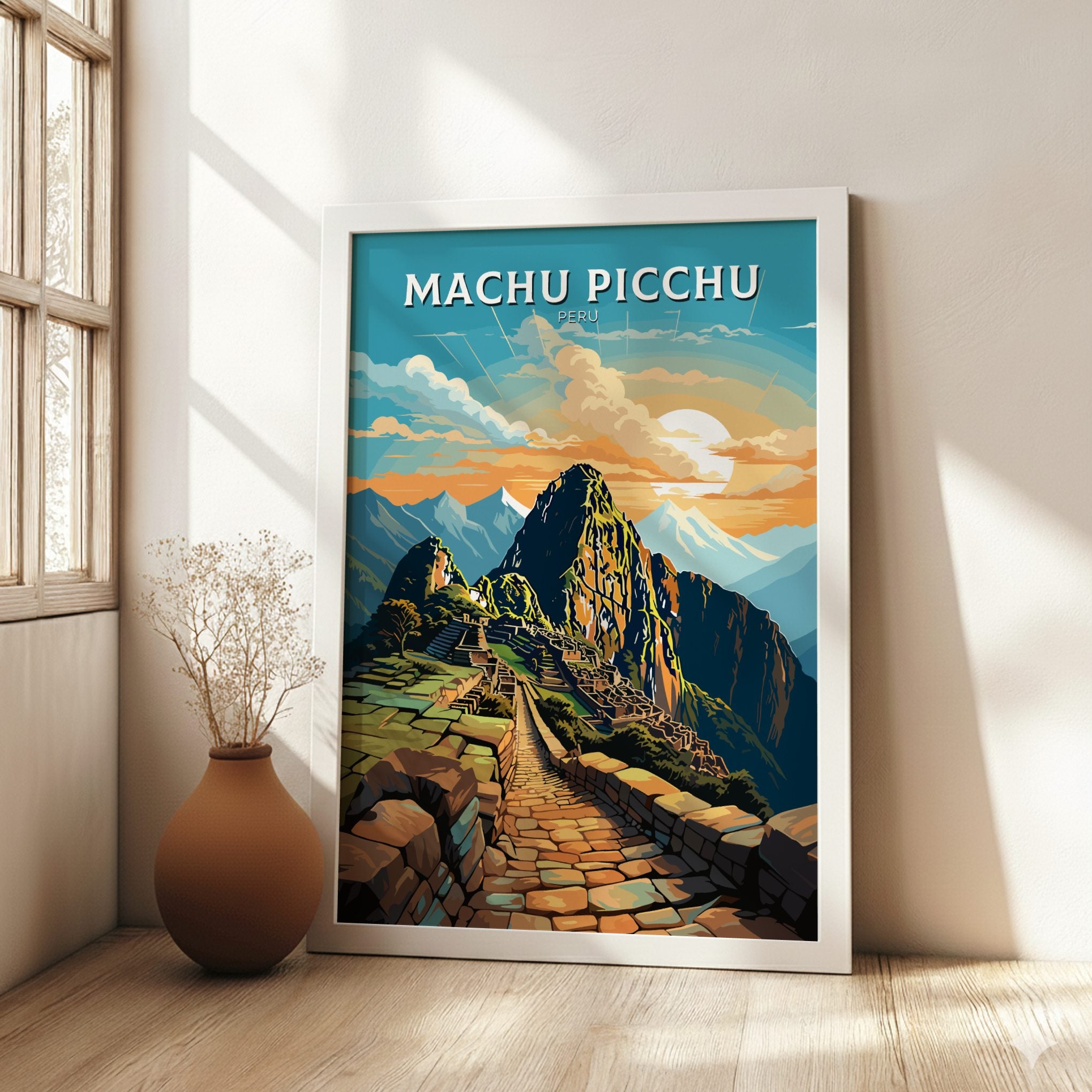 South America MACHU PICCHU RETRO PRINT - ANDEAN LEGACY ART