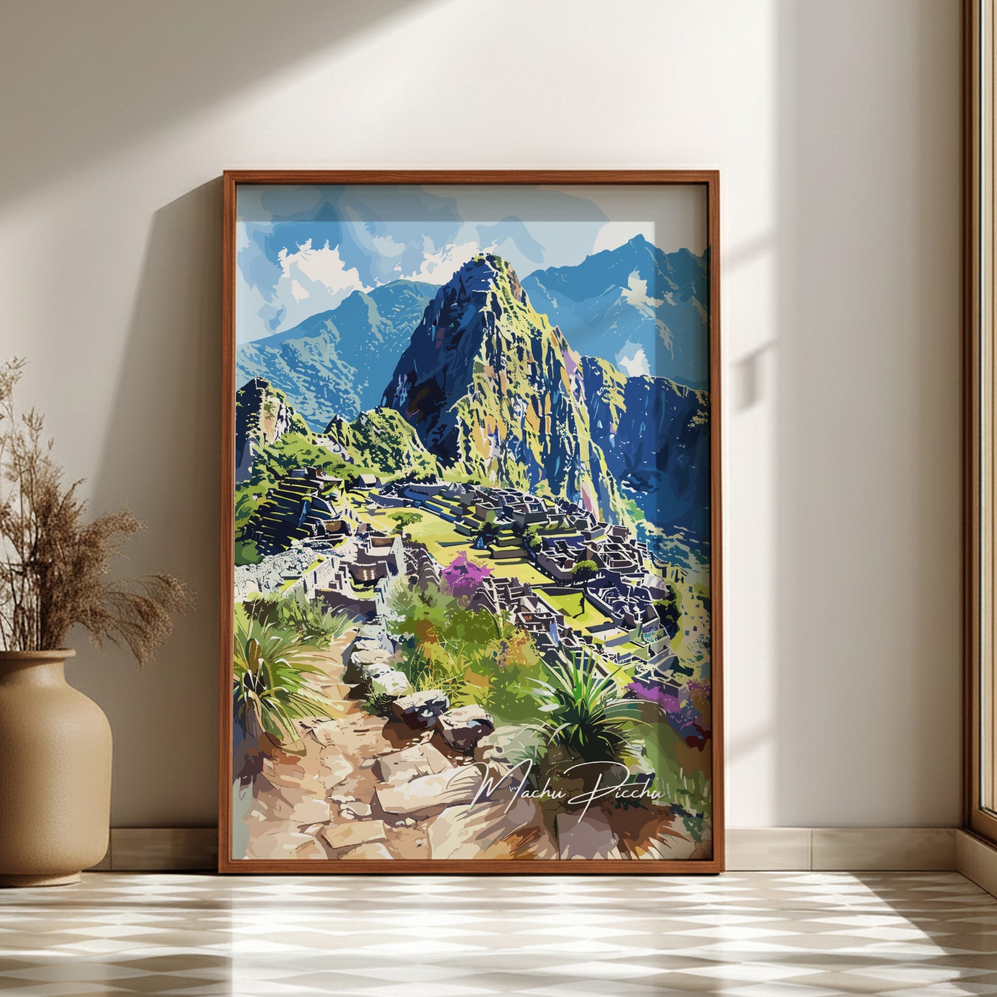 South America MACHU PICCHU TRAVEL POSTER - RETRO PERU ART