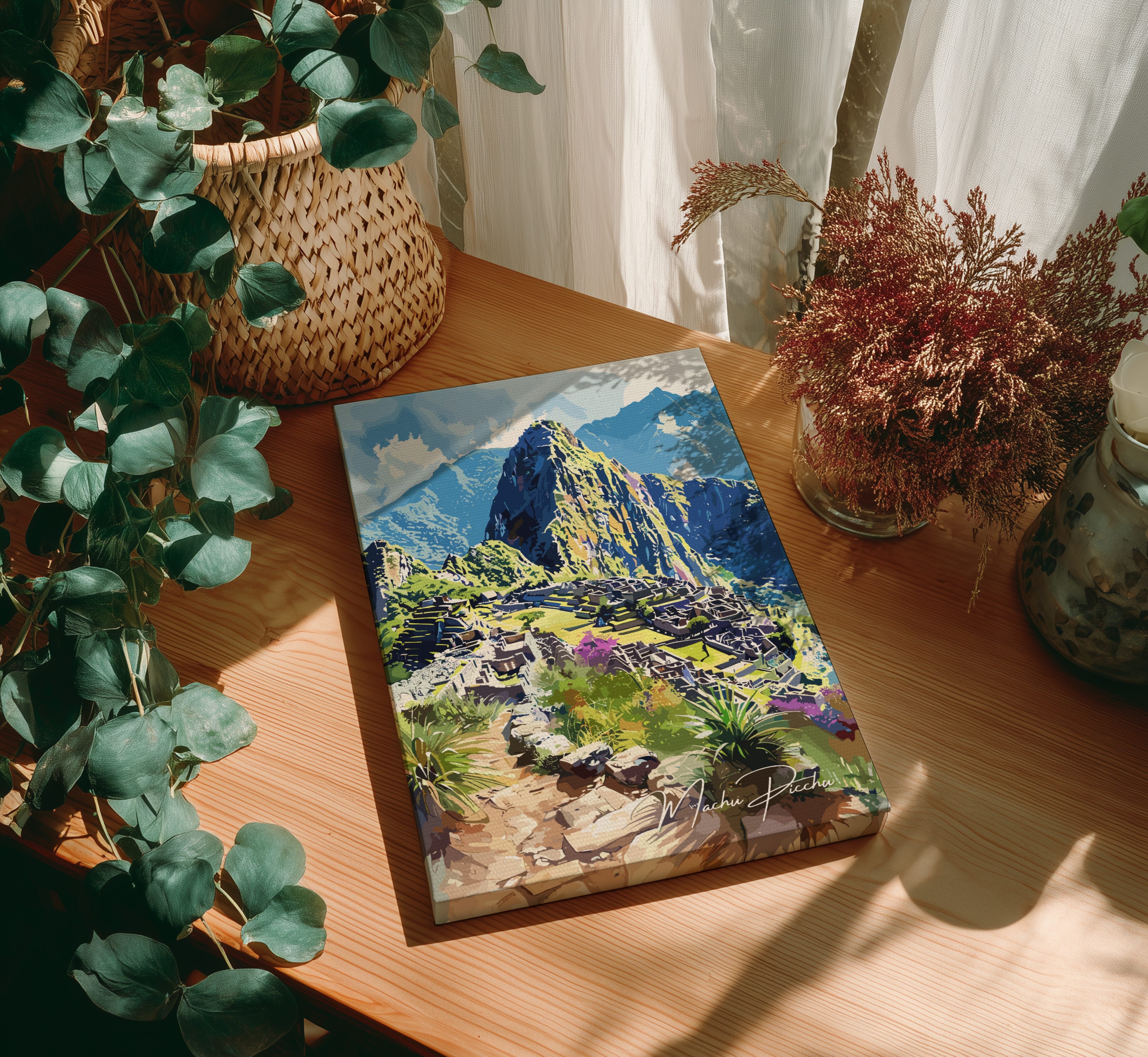 South America MACHU PICCHU TRAVEL POSTER - RETRO PERU ART