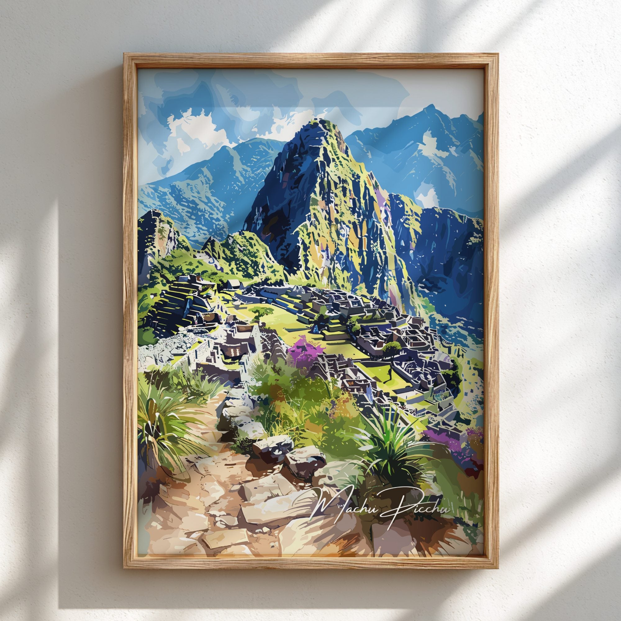 South America MACHU PICCHU TRAVEL POSTER - RETRO PERU ART