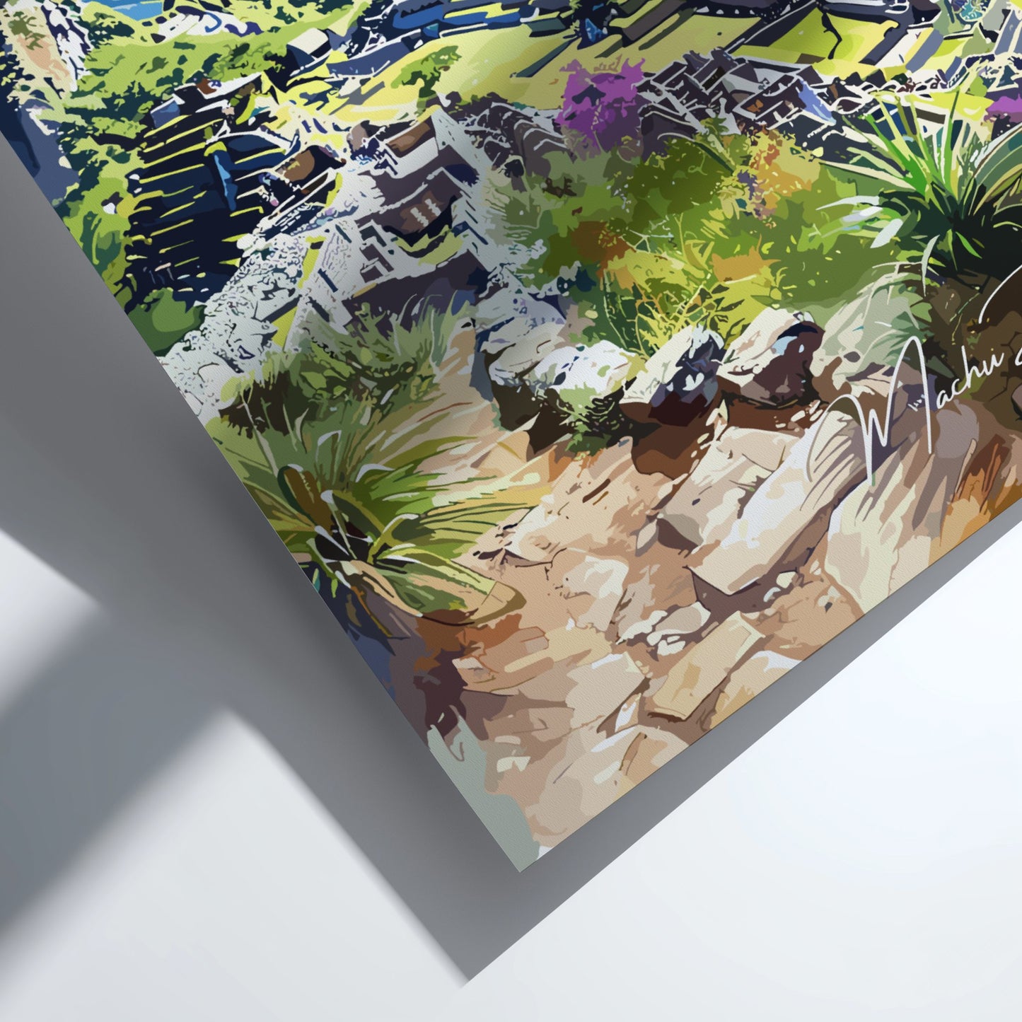 Machu Picchu travel poster zoomed in