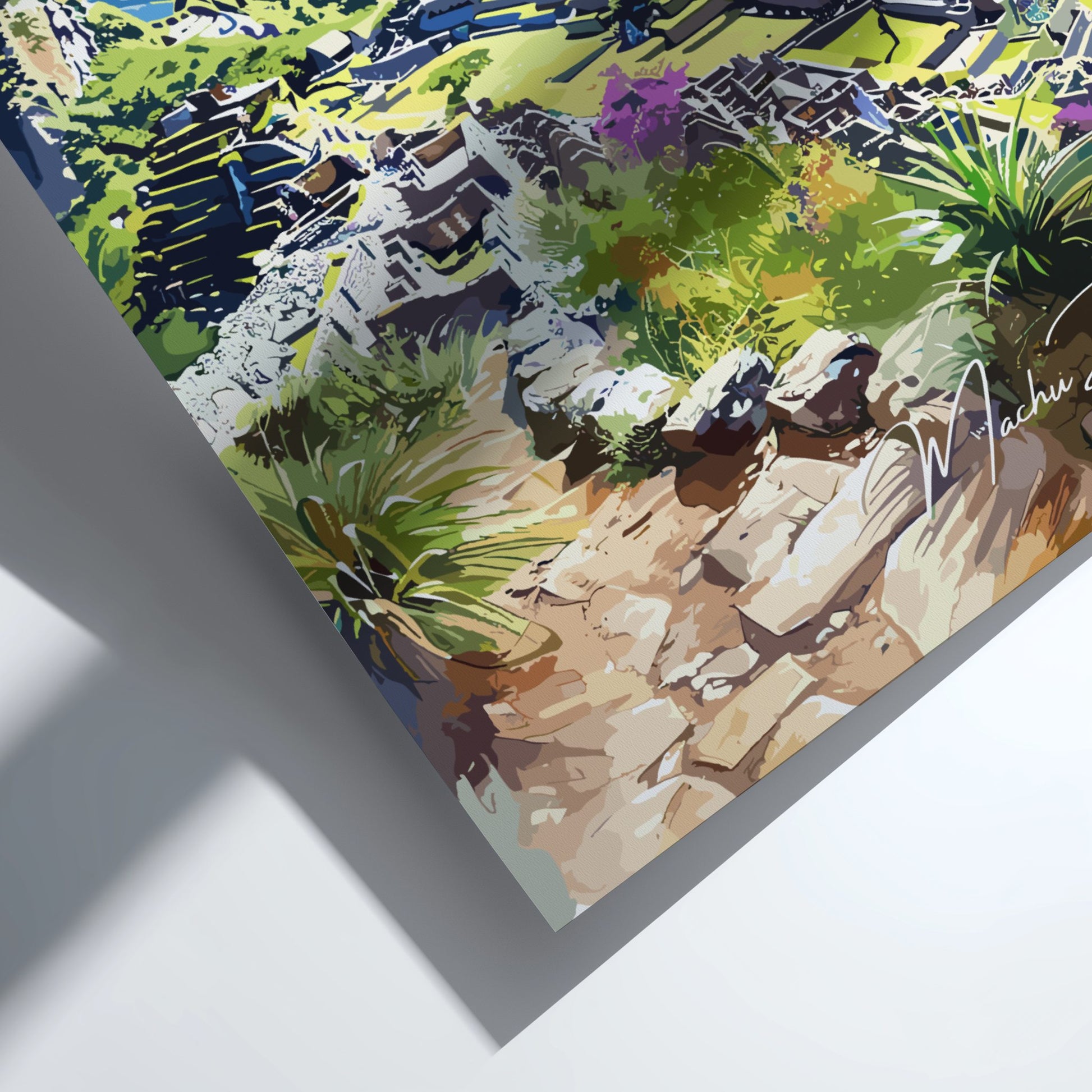 Machu Picchu travel poster zoomed in