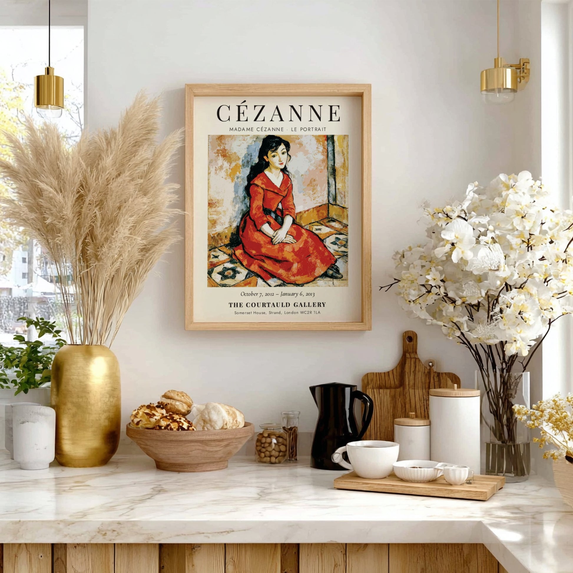 Cézanne Exhibition Poster featuring Madame Cézanne in vibrant red dress