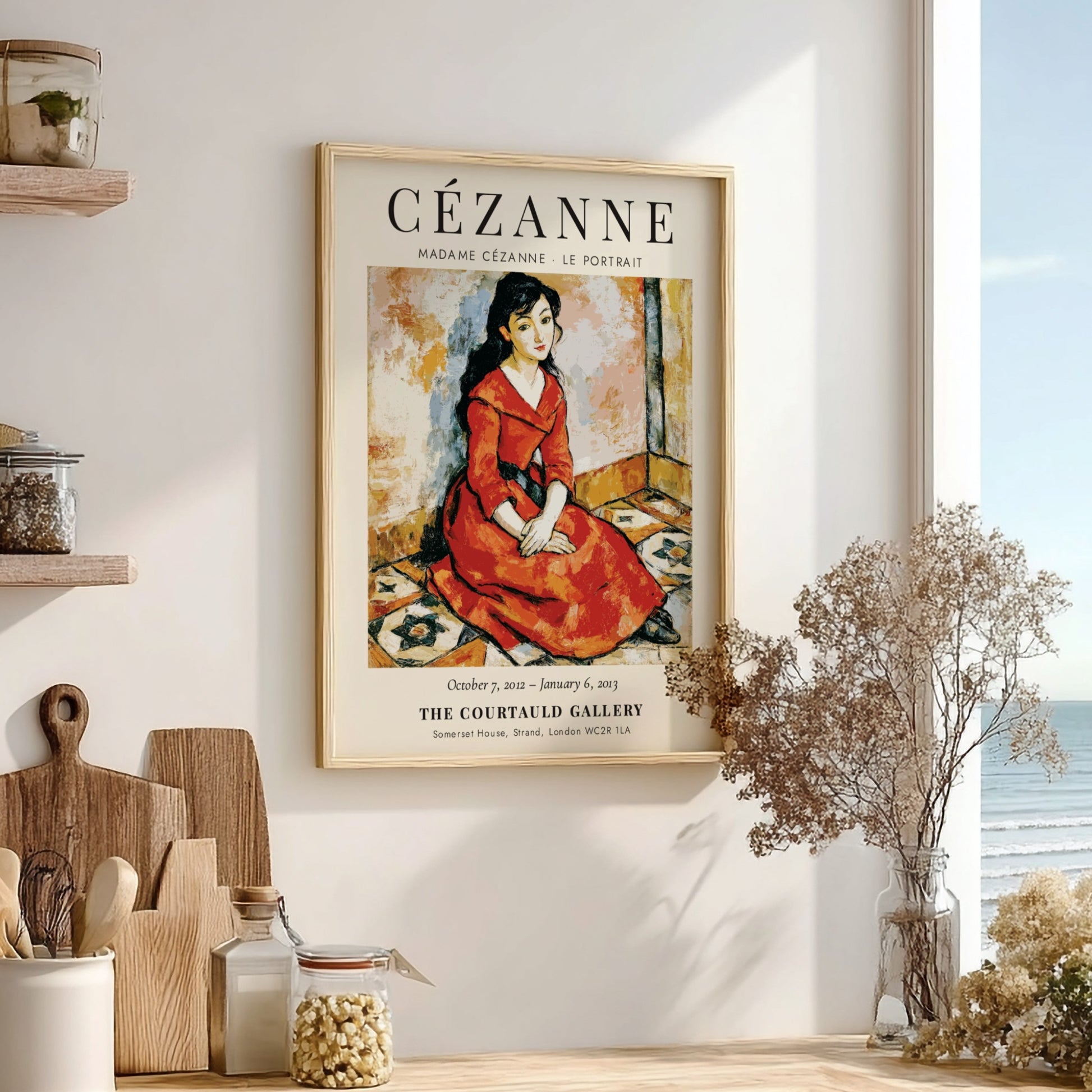 Cézanne Exhibition Poster featuring Madame Cézanne in vibrant red dress
