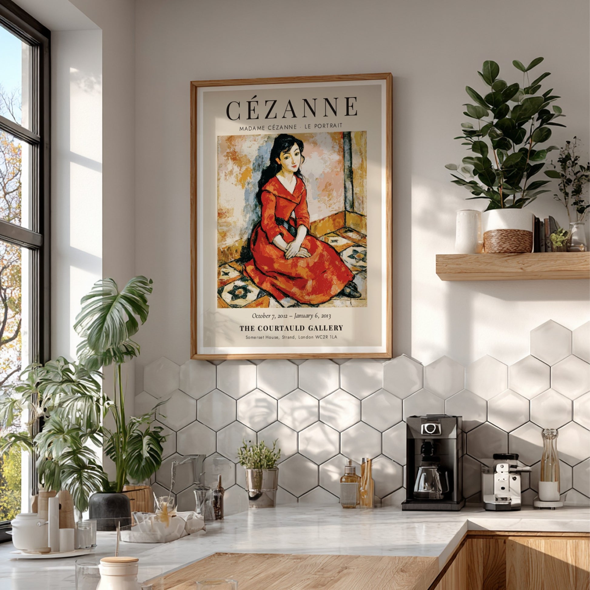 Cézanne Exhibition Poster featuring Madame Cézanne in vibrant red dress
