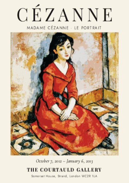 Cézanne Exhibition Poster featuring Madame Cézanne in vibrant red dress