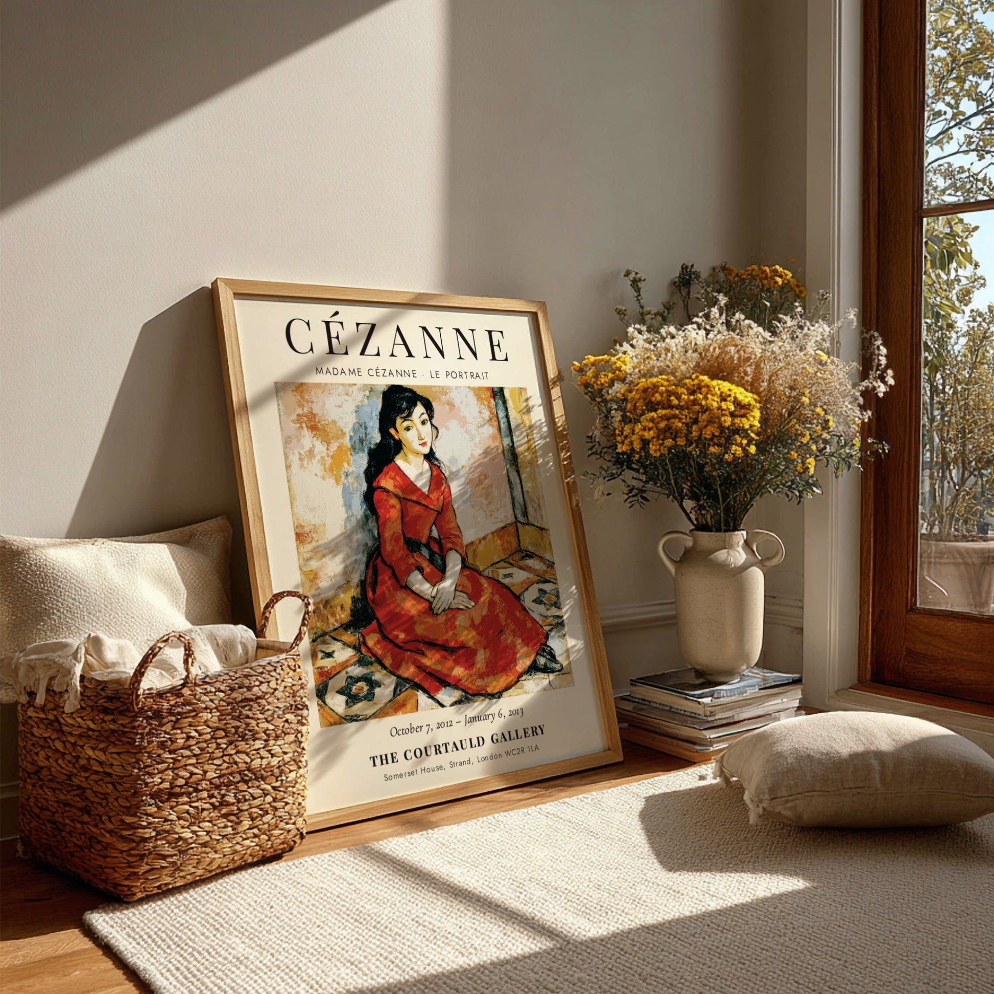 Cézanne Exhibition Poster featuring Madame Cézanne in vibrant red dress