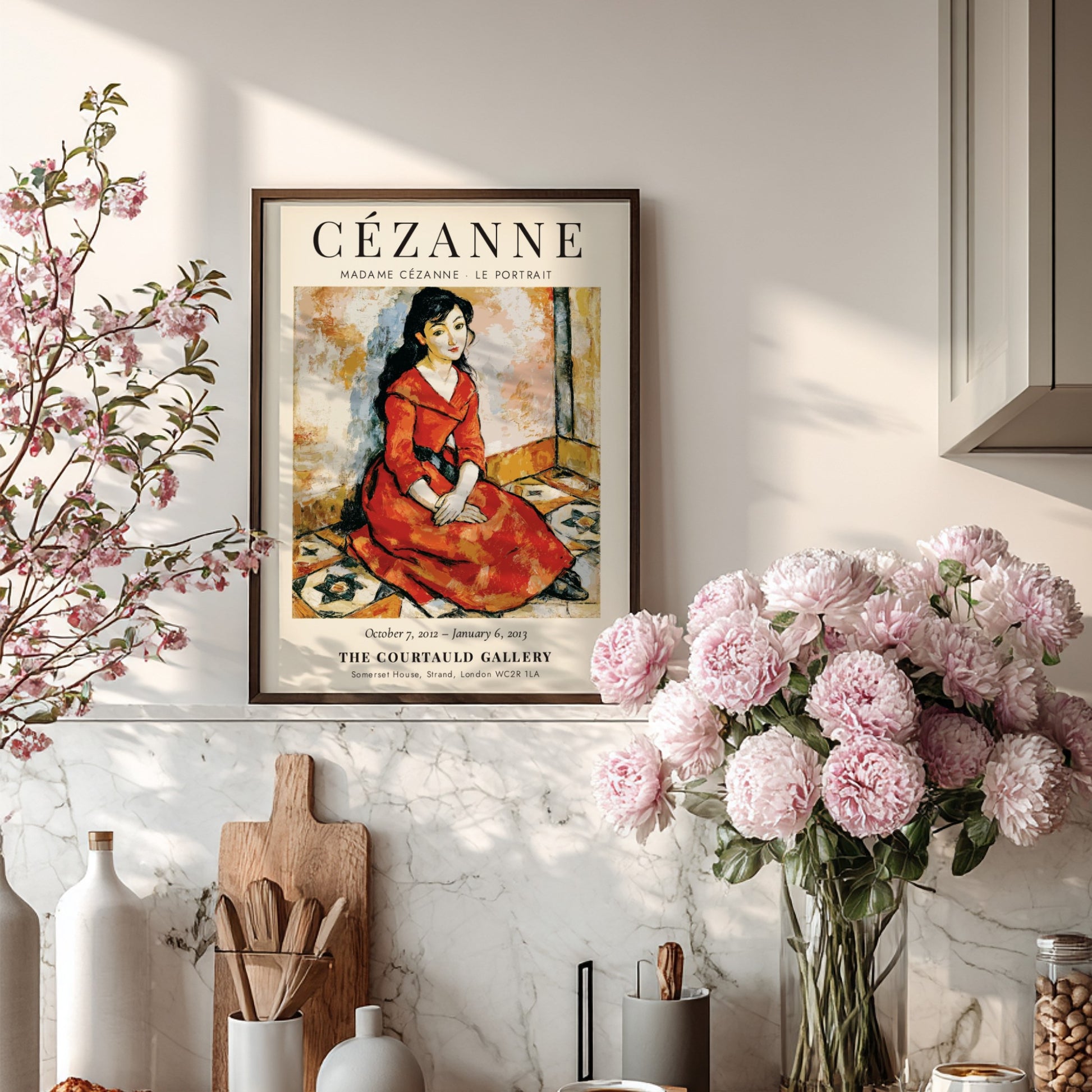 Cézanne Exhibition Poster featuring Madame Cézanne in vibrant red dress