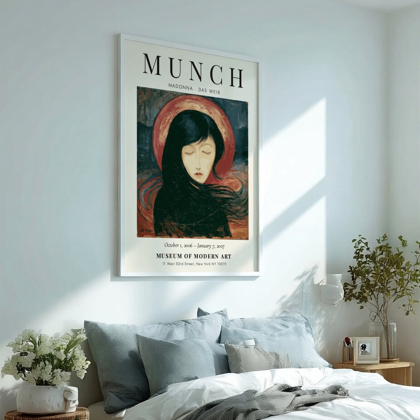 Edvard Munch poster featuring Madonna Das Weib with expressive colors and serene figure