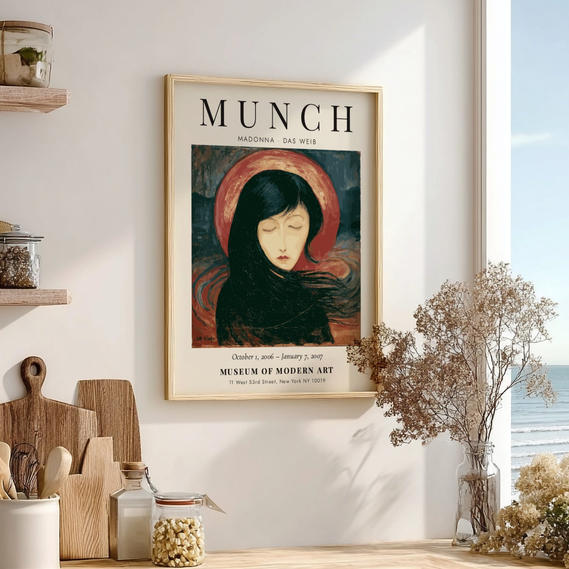 Edvard Munch poster featuring Madonna Das Weib with expressive colors and serene figure