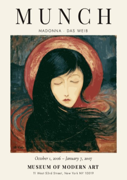 Edvard Munch poster featuring Madonna Das Weib with expressive colors and serene figure