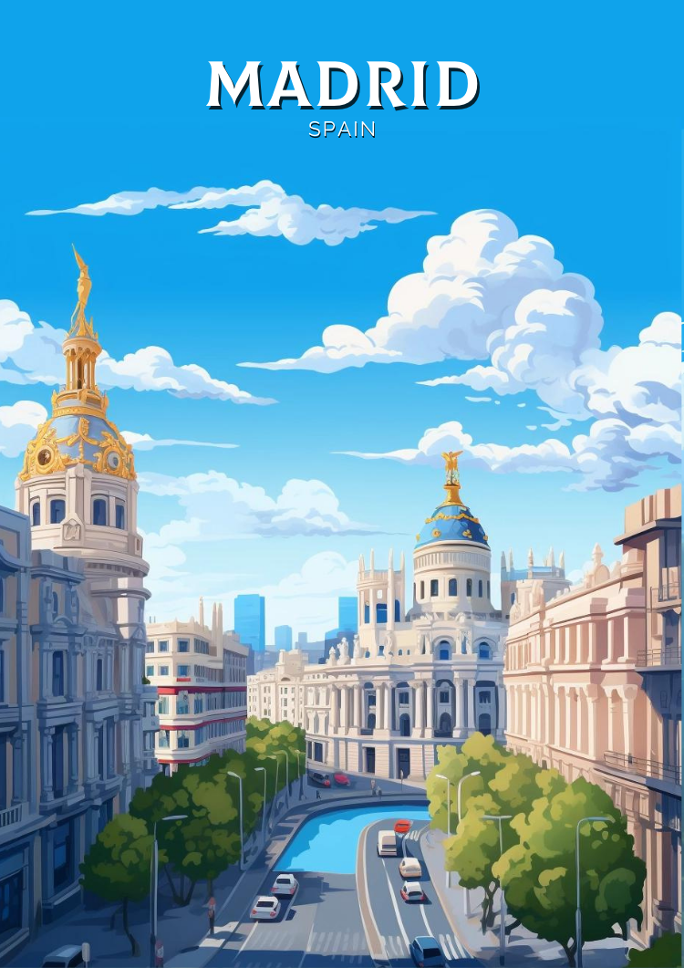 Europe MADRID TRAVEL PRINT - SPAIN ARTWORK