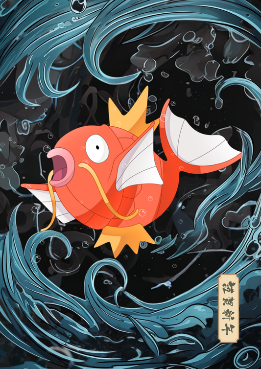 Magikarp Poster: Japanese Tapestry Style Pokemon Anime Poster, Magikarp Artwork