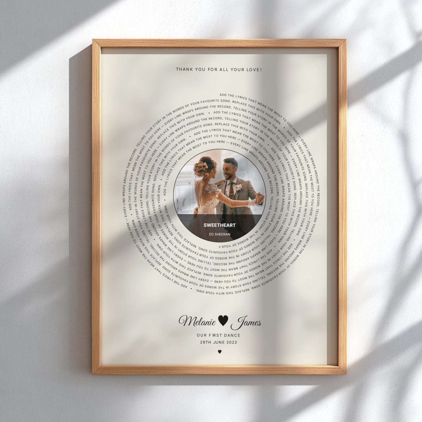 Personalised First Dance Song Lyrics Poster