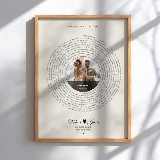 Personalised First Dance Song Lyrics Poster