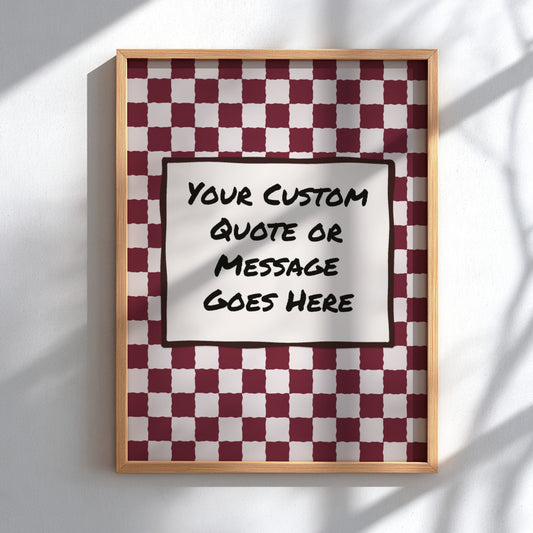 Personalised Checkered Retro Quote Poster