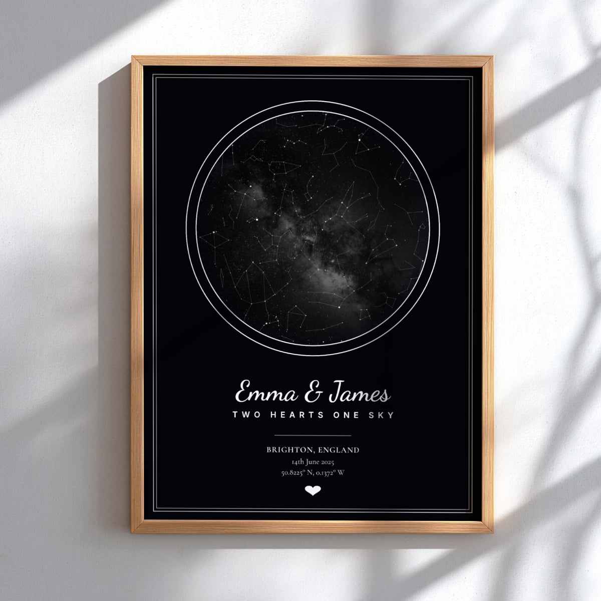 Personalised Dark Star Map Couples Poster