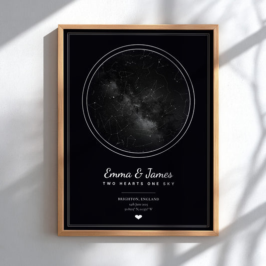 Personalised Dark Star Map Couples Poster