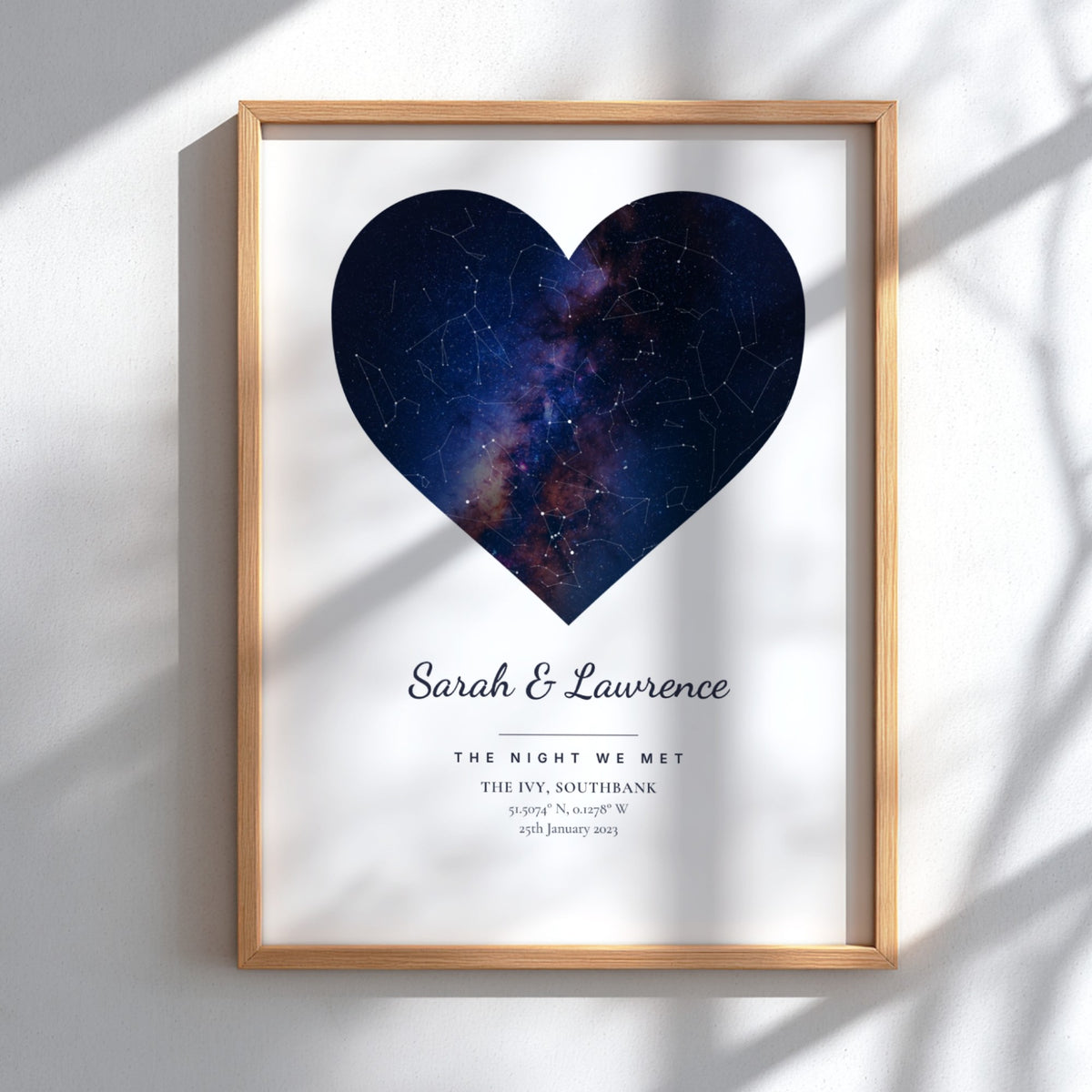 Personalised Heart Shaped Star Map Poster