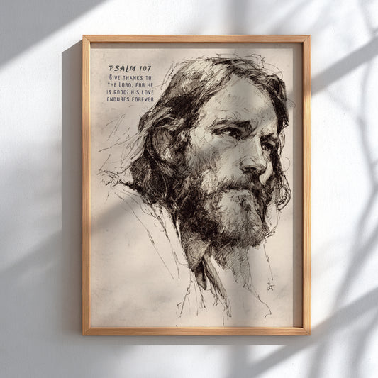 Psalm 107: Give Thanks - Modern Minimalist Scripture Wall Art