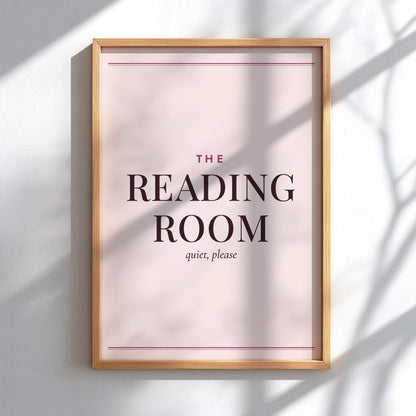 Poster featuring The Reading Room text in a minimalist sage green and cream design.