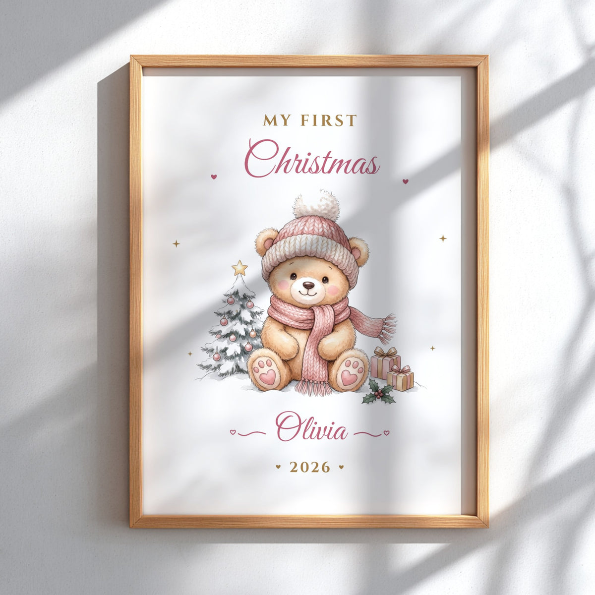Personalised Baby's First Christmas Teddy Bear Print