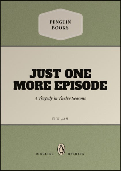 Funny quote poster featuring playful illustration from Penguin Books, perfect for wall decor in living spaces.