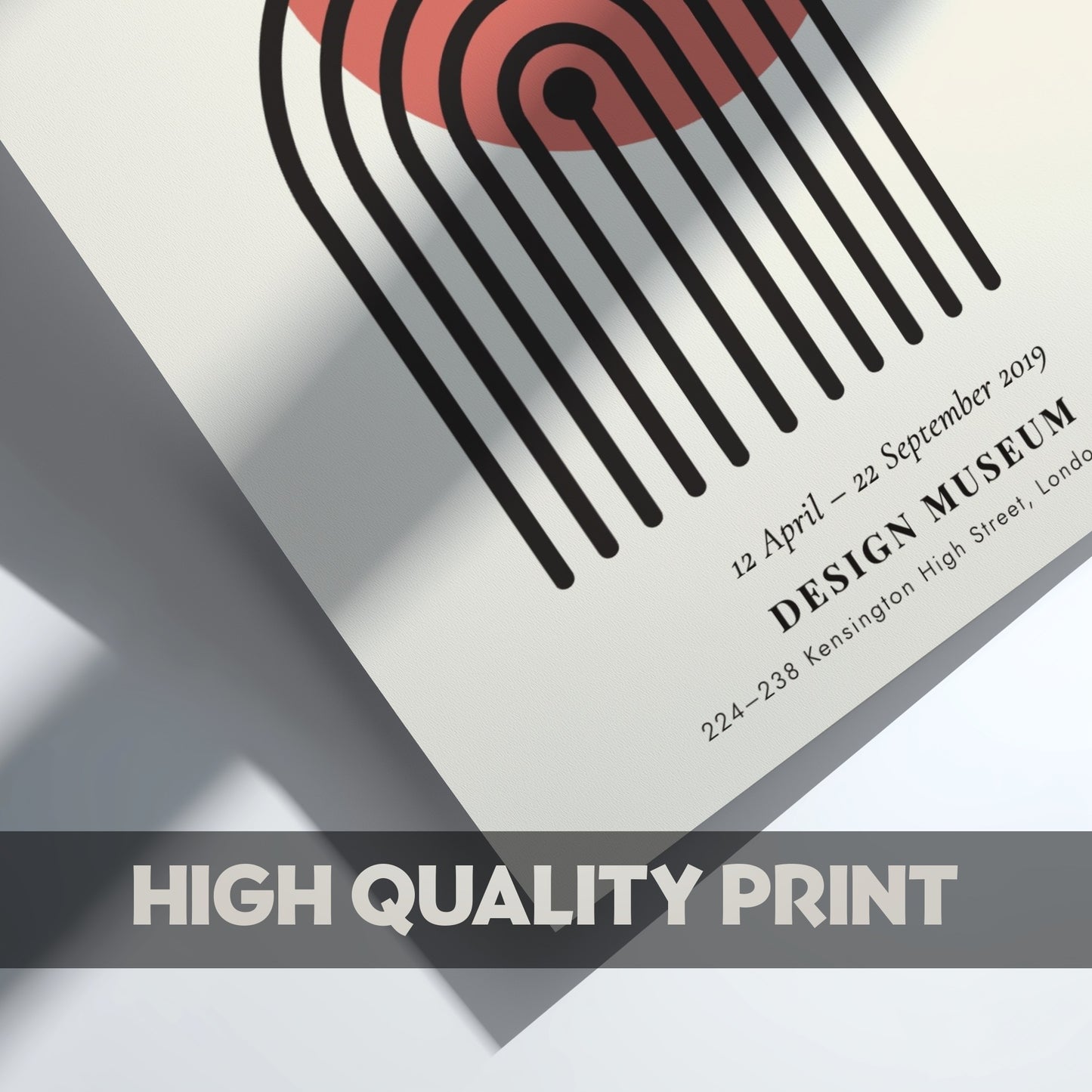 Bauhaus poster featuring geometric shapes and warm colors, modern design wall art for home decor