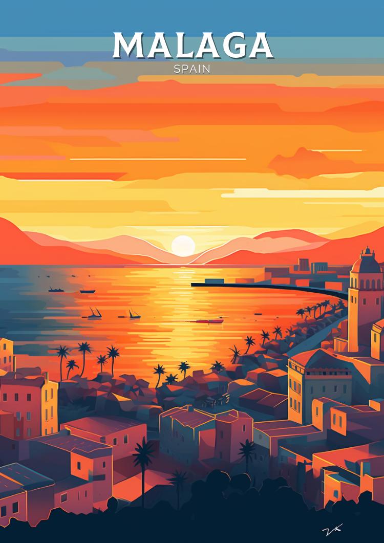 Europe MALAGA TRAVEL PRINT - SPAIN ARTWORK