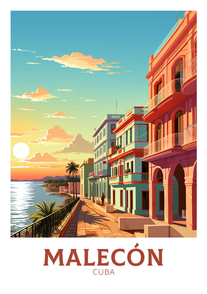 South America MALECON TRAVEL POSTER - RETRO CUBA ART