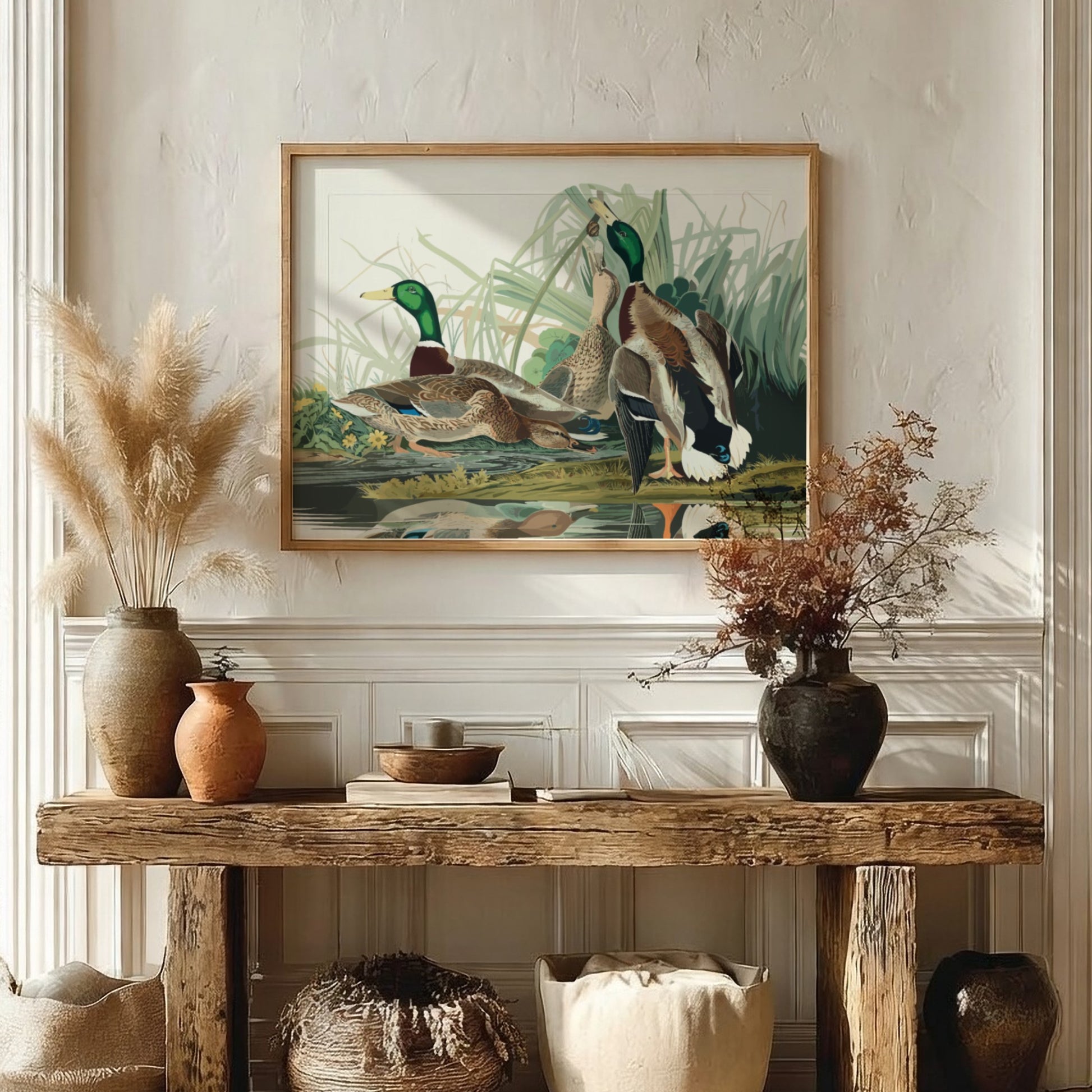 Mallard Duck poster featuring vibrant colors and intricate details, perfect for nature wall art and wildlife