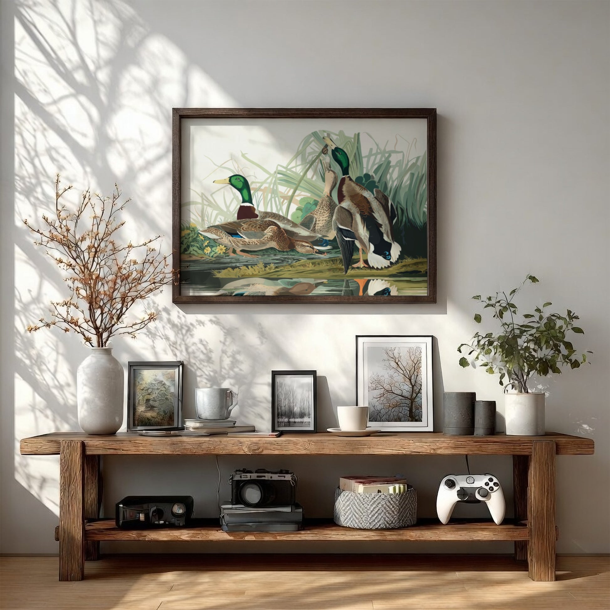 Mallard Duck poster featuring vibrant colors and intricate details, perfect for nature wall art and wildlife