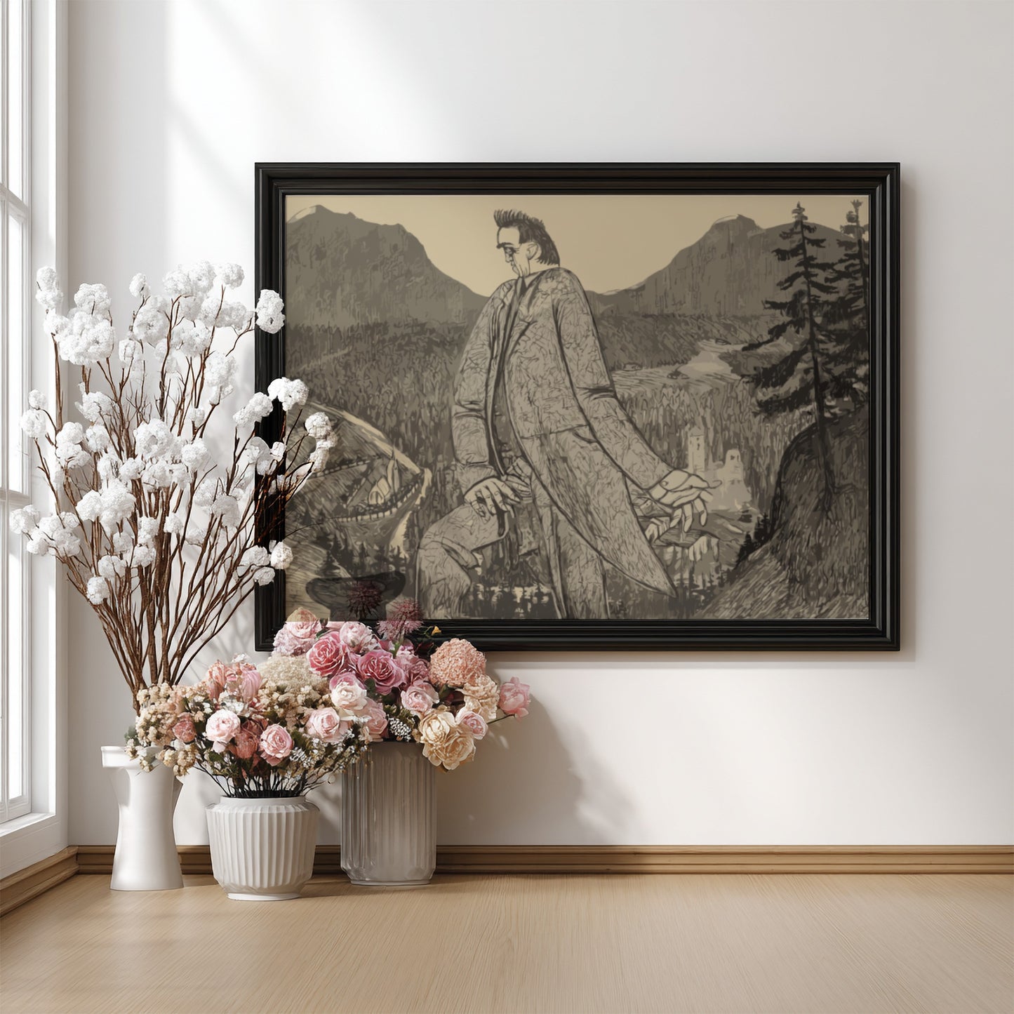 Man of Heights drawing by Ernst Barlach, German Expressionism fine art print, vintage wall decor.