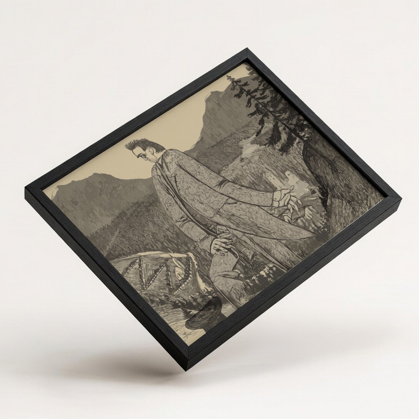 Man of Heights drawing by Ernst Barlach, German Expressionism fine art print, vintage wall decor.