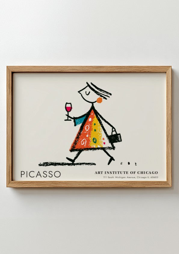 Wall art print featuring Pablo Picasso's Man with a Pipe in vibrant colors and abstract style